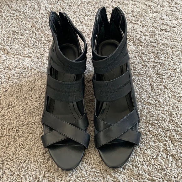 BCBG Black Leather Gladiator Sandals - Picture 2 of 7